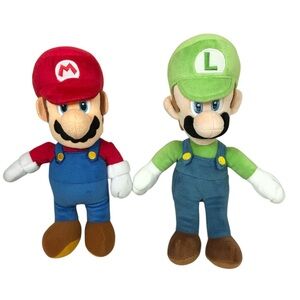 Nintendo Super Mario Brothers Mario and Luigi Collectible Stuffed Plush Doll 10”